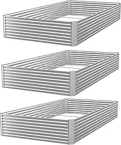 3pcs Galvanized Raised Garden Bed Outdoor,Above Ground Garden Bed for Vegetable,Metal Raised Beds for Flower,Steel Raised Beds for Gardening - 36x18 inch