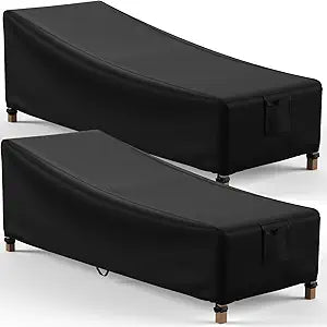 Mrrihand Chaise Lounge Cover, Patio Furniture Covers, Patio Lounge Chair Cover Waterproof and UV Resistant, Heavy Duty Outdoor furniture covers with Air Vent 2 Pack - 84L x 32W x 32H inch