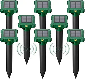 8 Pack Mole Repellent Solar Powered, Gopher Repellent Ultrasonic for Lawns, IP65 Waterproof Mole Deterrent for Yard, Outdoor Pest Control for Groundhog, Vole, Armadillo, Chipmunk, Snake