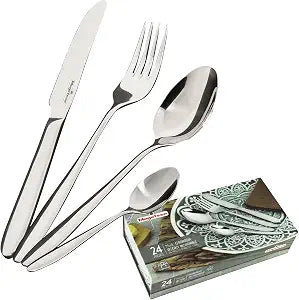MAGEFESA Granada 24-Piece Silverware Set Premium Stainless Steel Flatware for 6, Elegant & Durable, Gift-Ready Blue Box Included
