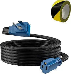 Flat 12 Gauge AWG Appliance Power Extension Cord 6 FT Blue, Heavy Duty 3 Prong Right-Angle Flat Plug Low Profile Cable, SPT-3 15A 125V for AC Fridge Dryer Tool Microwave Oven -ETL+Caution Tape