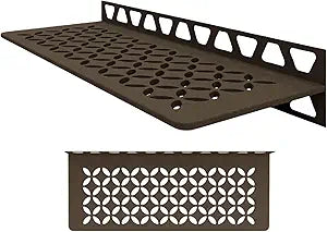 Schluter Rectangular Wall Shelf for Homeowners and Renovators - Suitable for Showers and Kitchens - 11-13/16" Length, Floral Design, Aluminum Material, Bronze Finish - SWS1D5TSOB