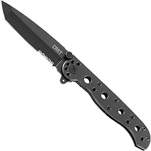 CRKT M16-10KS Folding Knife with Frame Lock: Stainless Steel Triple Point Serrations Blade, Stainless Steel Handle, Reversible Pocket Clip, M16-10KS
