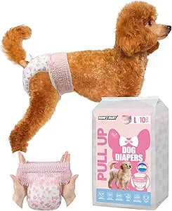 Dono Disposable Pull It Up Female Dog Diapers, 360 Stretchy Waist Puppy Diapers, Super-Absorbent Doggie Diapers with Rapid-Dry Technology Leak-Proof Design for Doggy in Heat Period, L 40 Pcs