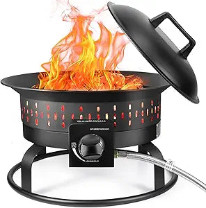 GasBRUH 19 Outdoor Portable Propane Fire Pit with Cover&Carry Kit,Outdoor Fireplace,60,000 BTU Camping Propane Firepit,Portable Gas Fire Pits for Outside Patio,Camping,RV,Smokeless Gas Firebowl
