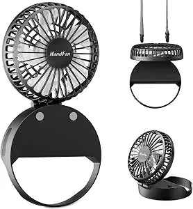 HandFan Portable Mini Fan, Personal Necklace Fan, 3 IN 1 Hand Fans, Small Pocket Fans with Unique Magnetic Switch, Battery Operated, for Travel Outdoor Makeup, Gifts for Women(Black)
