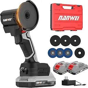 NANWEI 3 Inch Angle Grinder Cordless, Brushless Cordless 3" Cut-Off Tool,Mini Variable Speed Angle Grinder With 2 x 2.0Ah Battery,15000rpm,For Cutting Grinding Polishing (With Batteries)