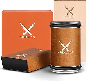 AIERLIAN Knife Sharpener Tool, Rolling Knife Sharpener Kit, Knife Sharpening with Diamonds and Ceramic for Steel of Any Hardness, Kitchen knife Sharpener with 15 & 20 Degree Magnetic Angle(Brown)