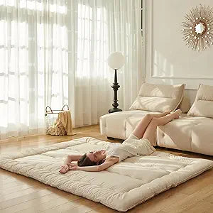 Japanese Floor Mattress Futon Mattress Twin Size (39"x80") Foldable Tatami Mattress Portable Roll Up Sleeping Pad for Adults,Guest Bed,Dormitory,Camping,Beige B