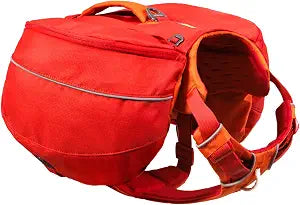 Ruffwear Palisades Dog Backpack, Multi-Day Pack with Removable Saddlebags, Breathable Adjustable Harness, Reflective Trim, Red Currant, Small