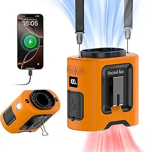 Socool 14500mAh Portable Waist Fan with 360 Rotation, Rechargeable Mini Personal Clip On Belt Shirt Fan 67Hrs Cooling Wearable Hanging Neck Fans with 5 Speeds & LED Light For Outdoor Working Jobsite