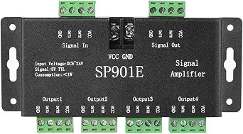 BTF-LIGHTING SP901E WS2812B WS2811 SPI Signal Amplifier Repeater for WS2813 SK6812 WS2815 WS2801 SK9822 etc All The RGB Addressable Strip Light and Dream Color Programmable LED Matrix Panel