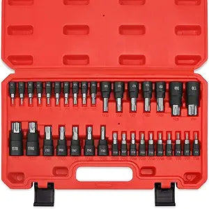 34-Piece Torx Bit Socket Set, 1/4", 3/8" and 1/2" Drive T6-T70 Solid Star Socket Set and Tamper Proof Torx Bit Socket Set,S2 Steel Bits and CR-V Sockets with Storage Case