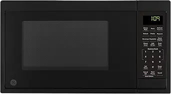GE Countertop Microwave Oven, Compact 0.9 Cubic Ft., 900-watt Capacity, 7 Auto Cooking Settings, Child-Lock Technology, Kitchen Essentials for the Countertop, Dorm Room or Apartment, Black