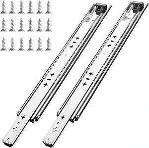 1 Pair 40 Inch 260 Lb Capacity Heavy Duty Drawer Slides(with Stainless Screws),Side Mount Undermount Full Extension 3 Fold Ball Bearing Stainless Steel Hardware Drawer Rails