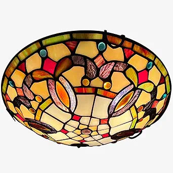 ARTZONE Tiffany Ceiling Lights, Stained Glass 2-Light 12 Inch Flush Mount Ceiling Light for Bedroom, Dining, Living Room, Entryway, Foyer