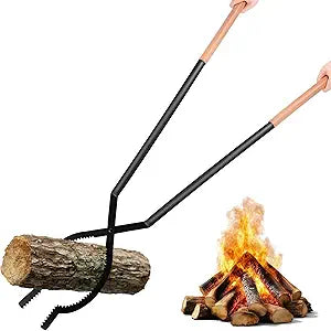42" Large Fireplace Tongs Log Grabber with Scissor Shape Serrated, Portable Expandable Fire Pit Tongs accessory for Outdoor Fire Pit, grizzly grabber, indoor Fireplaces,Bonfires.