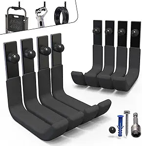 8 Pack Garage Storage Hooks, Ladder Hangers, Steel Wall Mount Hooks, Utility Hooks for Hanging Heavy Duty Shed Tools, Ropes, Garden Hoses, Shovel, Bulk Items, etc.88lbs, 4Inch