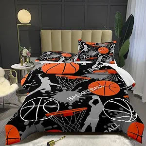 Bodhi 3D Basketball Sports Comforter Gamer Comforter Set for Teen Boys,Kids Soft Microfiber Bedding Set with Pillowcases,Twin Size,2PCS,1 Comforter+1 Pillow Shams #4003