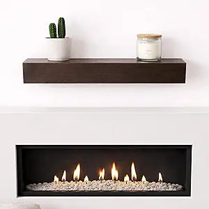 Fireplace Mantel Shelf, Solid Wood Floating Mantel 3 Ft, Dark Walnut, Rustic Farmhouse Decor, Wall Mounted Beam Mantle Shelf for Living Room, Easy Install