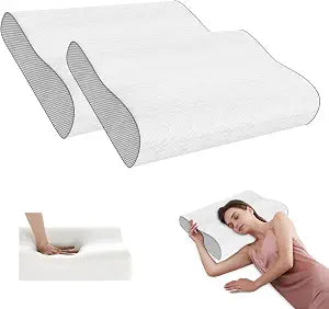 Memory Foam Pillow, Cervical Pillow for Neck Pain Relief, Ergonomic Adjustable Contour Bed Pillow for Side, Back & Stomach Sleepers (2, 23.5 * 15.6 ihch)