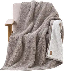 BEARPAW Sherpa Throw Blanket - Ultra Soft Plush Warm Reversible Fluffy Blanket for Bed Couch Sofa & Living Room Decor, House Decor, Room Decor Gifts for Women - 50"x70" (Brown, Throw - 50" x 70")