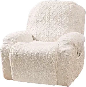 FUANGUI Recliner Chair Cover 4-Pieces Lazyboy Cover for Recliner Chair with Storage Pockets Furniture Protector for Living Room, Jacquard Sofa Slipcover for Kids, Pets, Dog and Cat,50