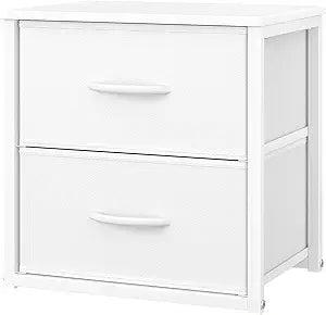 DAOUTIME Stackable Storage Drawers, White Closet Organizer with Wooden Top & Metal Frame, Closet Storage Drawers for Clothes, Freestanding or Stackable Dresser for Bedroom, Living Room, Under Bed