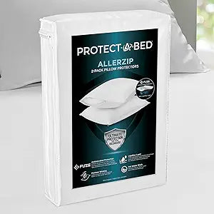 Protect-A-Bed AllerZip King 20" x 36" Pillow Protectors (Set of 2), Bed Bug and Dust Mite Proof, Noiseless and Odor-Resistant Pillow Covers, 100% Waterproof, Machine Washable