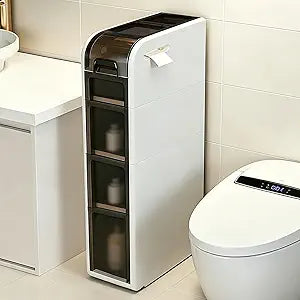 4-Tier Bathroom Floor Cabinet, Narrow Bathroom Storage Cabinet, Mobile and No Installation Required, Perfect for Small Space Laundry Rooms, Toilet Areas, and Living Room Gaps