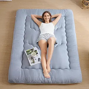 Japanese Floor Mattress, 3.5" Thicken Futon Mattress Tatami Mat, High Density Foam Support for Adult Kids Sleep, Portable Futon Sofa Bed for Camping, Pet Mat, Twin 80"x 39"Silver Gray