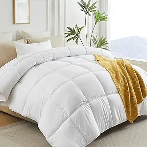 L LOVSOUL Down Alternative Comforter Oversize Queen Size Duvet Insert,All Season Duvet Insert with Corner Tabs,White Oversize Queen 98x98Inches