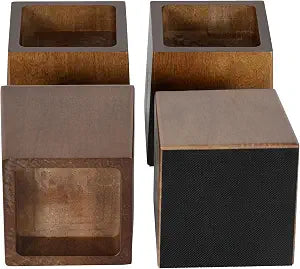 EasyPAG Bed Risers 4 inch Heavy Duty, Elevate Height 3 inch, Wood Furniture Risers for Couch Table Desk, Support 2200 Lbs, 1-inch Deep Anti-Fall Edge Bed Lifts with Non-Slip Pads, 4 Pack, Retro Brown
