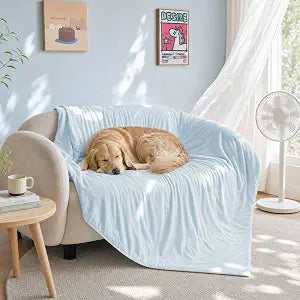 Soulbond Cooling Blanket for X-Large Dogs - Q-MAX>0.45, Washable Pet Cats Calming Throw Blanket for Summer, Soft Bereathable Pet Pad Dog Cooling Bed Mat for Crates, Couch, Sofa (50"x60", Light Blue)