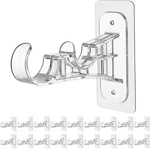 Antimbee 18 Pack No Drilling Double Curtain Rod Bracket, Adhesive No Nail Curtain Rods Holder Hooks, Self Sticky Double Brackets Curtain Hangers for Kitchen, Bathroom, Bedroom, Living Room