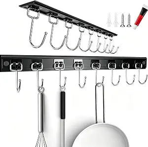 Cociat 2PCS Utensil Racks with 8 Hooks 17 Inch Kitchen Utensil Holders Hanging Utensil Rack Multifunctional (17 inch)
