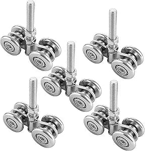 5 Pcs Wheel Trolley Assembly Beam Trolley Applied for 1-3/4" Wide and 2-1/4" or Taller Rail Hanging Track, Barn Door Rollers for Shed Sliding Doors or Mount Heavy Barn