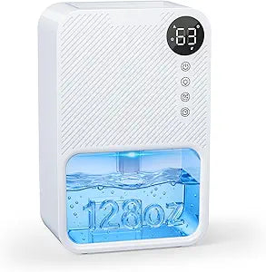 Dehumidifier,128oz Visible Water Tank 1000 sq.ft Dehumidifier for Home Quiet Portable Unit with 24-Hour Timer, Auto Shut-off, Sleep Mode & 7-Color Night Light for Bathroom, Bedroom, Basement, RV
