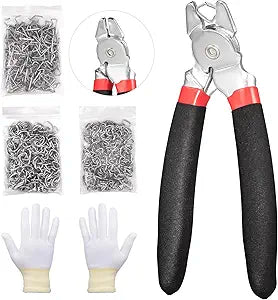 Spurtar Angled Hog Ring Pliers Kit with 360pcs 3/4" 1/2" 3/8" Hog Rings