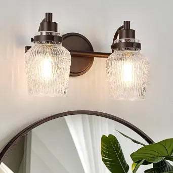 2-Light Farmhouse Bathroom Vanity Lights Oil Rubbed Bronze