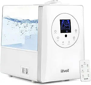 LEVOIT Humidifiers for Bedroom Large Room Home, 6L Warm and Cool Mist Ultrasonic Air Vaporizer for Plants and Whole House, Built-in Humidity Sensor, Essential Oil Diffuser, Whisper Quiet, Timer, White