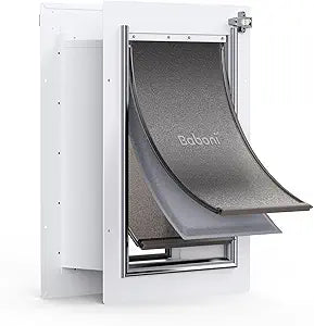 Baboni Pet Door for Wall,3-Flap,Steel Frame and Telescoping Tunnel, Aluminum Lock, Double Flap Dog Door and Cat Door, Strong and Durable (Pets Up to 40 Lb) -Medium