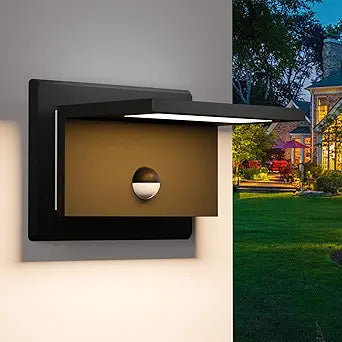 Motion Sensor Outdoor Wall Light, Modern Led Porch Light, Hardwired Outdoor Light Fixture, Anti-Rust Matte Black Sconce Lights Outside Lights for House,Garage, Front Door, Patio,Garden