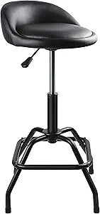 SMART JERRY - Garage Shop Stools, Counter Height Bar Stools, Swivel Barstools Height Adjustable, Work Bench Stool with Back, Kitchen Bar Height Chairs, Black (330lb Weight Capacity)