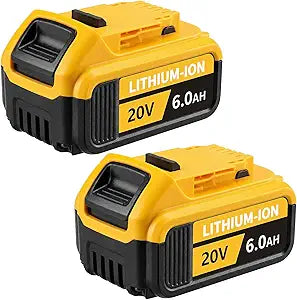 6.0Ah 20V Max Battery for Dewalt 2-Pack, Compatible for Dewalt 20V Power Tools & Chagers, Replacement Battery for Dewalt DCB206/205/204/203/201,Long Runtime for Contractors & Heavy-Duty Job Sites