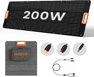 Portable Solar Panel 200 Watt Foldable 200W Solar Cell Solar Charger for Power Station, Waterproof w/Adjustable Kickstand XT60 Anderson DC 8mm Connector for Camping, Off Grid Living