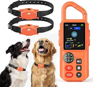 4-in-1 Wireless Dog Fence System, Electric Fences for Medium Large Dogs, 4 Modes Training Collar with Remote, IPX7 Waterproof, Portable Indoor & Outdoor Safe Pet Containment for 2 Dogs