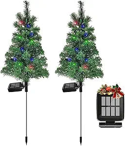 4PCS Solar Christmas Tree Garden Stake Lights Waterproof Christmas Decorations Tree Lights Outdoor Xmas Tree Light Christmas dcor Pathway Lights Patio Yard4PCS