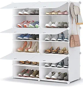 HOMIDEC Shoe Rack Organizer 24 Pair Modular Shoe Storage Cabinet for Closet