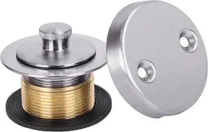 PRIMSOPH Lift Turn Tub Drain Trim Kit with Two Hole Overflow Faceplate Conversion Kit Assembly Universal Fine Coarse Thread Replacement Brushed Nickel